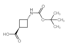 反式-3-(叔丁氧基羰基氨基)环丁烷羧酸结构式