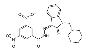 3,5-dinitro-N-[(E)-[2-oxo-1-(piperidin-1-ylmethyl)indol-3-ylidene]amino]benzamide Structure