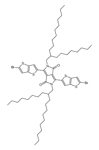 3,6-双(5-溴噻吩并[3,2-b]噻吩-2-基)-2,5-双(2-辛基癸基)吡咯并[3,4-c]吡咯-1,4(2H,5H )-二酮结构式