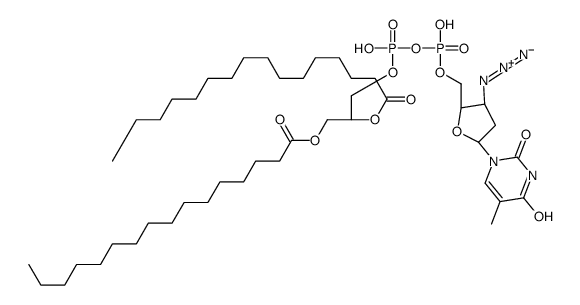 [(2R)-3-[[[(2S,3S,5R)-3-azido-5-(5-methyl-2,4-dioxopyrimidin-1-yl)oxolan-2-yl]methoxy-hydroxyphosphoryl]oxy-hydroxyphosphoryl]oxy-2-hexadecanoyloxypropyl] hexadecanoate Structure