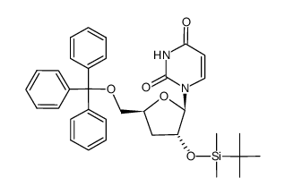 2′-O-(叔丁基二甲基甲硅烷基)-3′-脱氧-5′-O-三苯并三氢吡啶结构式