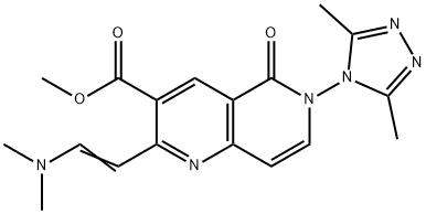 2-[(E)-2-(二甲基氨基)乙烯基]-6-(3,5-二甲基-4H-1,2,4-三唑-4-基)-5-氧代-5,6-二氢-(口+奈)啶-3-甲酸甲酯结构式