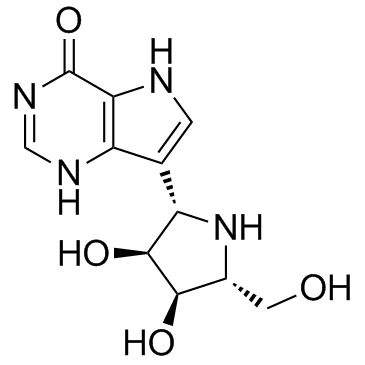 7-[(2S,3S,4R,5R)-3,4-二羟基-5-(羟甲基)-2-吡咯烷基]-3,5-二氢-4H-吡咯并[3,2-D]嘧啶-4-酮结构式