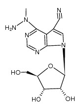 4-(N-methyl-hydrazino)-7-β-D-ribofuranosyl-7H-pyrrolo[2,3-d]pyrimidine-5-carbonitrile结构式