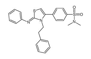 N,N-dimethyl-4-[3-(2-phenylethyl)-2-phenylimino-1,3-thiazol-4-yl]benzenesulfonamide结构式