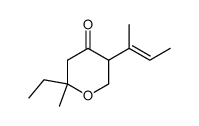 2-ethyl-2-methyl-5-(1-methyl-propenyl)-tetrahydro-pyran-4-one结构式