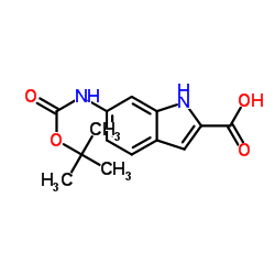 6-(tert-Butoxycarbonylamino)-1H-indole-2-carboxylic acid结构式
