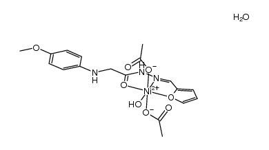 Ni(OAc)2(H2O)(N'-(furan-2-ylmethylene)-2-(4-methoxyphenylamino)acetohydrazide)*H2O Structure