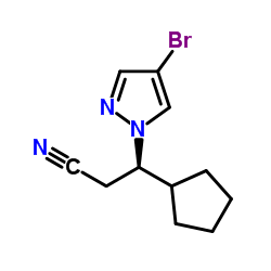(betaR)-4-溴-beta-环戊基-1H-吡唑-1-丙腈结构式