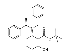 tert-butyl (R,R)-3-[N-benzyl-N-(α-methylbenzyl)amino]-7-hydroxyheptanoate Structure