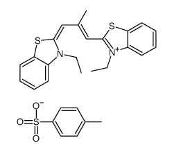 3-ethyl-2-[3-(3-ethyl-3H-benzothiazol-2-ylidene)-2-methylprop-1-enyl]benzothiazolium p-toluenesulphonate结构式