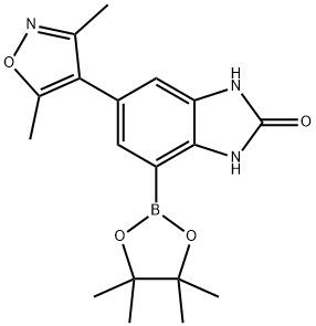 6-(3,5-二甲基异噻唑-4-基)-4-(4,4,5,5-四甲基-1,3,2-二噁硼戊环-2-基)-1H-苯并[D]咪唑-2(3H)-酮结构式
