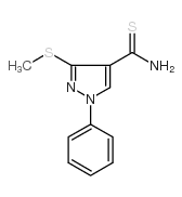 3-甲基硫代-1-苯基-1H-吡唑-4-硫代甲酰胺结构式