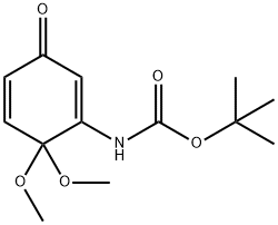 叔-丁基(6,6-二甲氧基-3-氧亚基环己三烯-1,4-二烯-1-基)氨基甲酯结构式