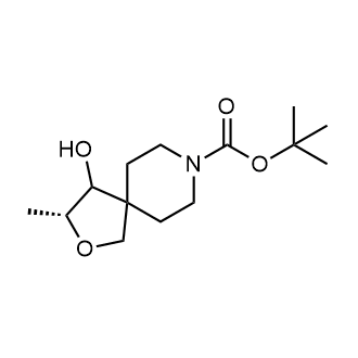 (3R)-4-羟基-3-甲基-2-氧杂-8-氮杂螺环[4.5]癸烷-8-羧酸叔丁酯结构式