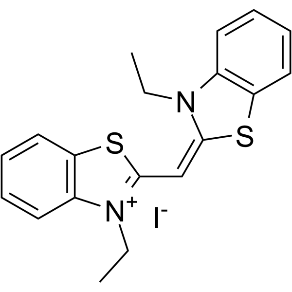 Benzothiazolium,3-ethyl-2-[(3-ethyl-2(3H)-benzothiazolylidene)methyl]-, iodide (1:1) Structure