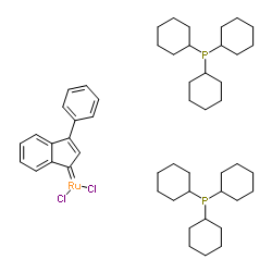 (3-苯基-1H-茚-1-亚基)双(三环己基膦)二氯化钌(II)结构式