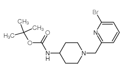 1-[(6-溴吡啶- 2-基)甲基]哌啶-4-氨基甲酸叔丁酯结构式
