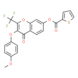 3-(4-methoxyphenoxy)-4-oxo-2-(trifluoromethyl)-4H-chromen-7-yl thiophene-2-carboxylate结构式
