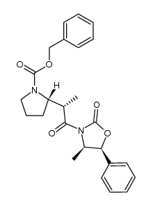(4R,5S)-3-[(2S)-2-{(2S)-N-benzyloxycarbonylpyrrolidin-2-yl}propanoyl]-4-methyl-5-phenyl-2-oxazolidinone结构式