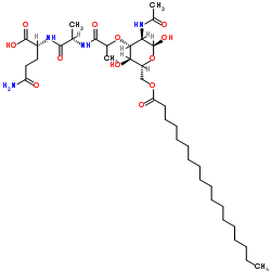 N-乙酰基胞壁酰-L-丙氨酰-6-O-硬脂酰-D-异谷氨酰胺结构式