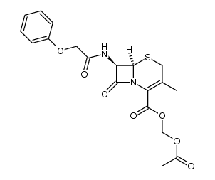 acetoxymethyl 7-phenoxyacetamido-3-methyl-3-cephem-4-carboxylate结构式