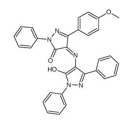5-(4-methoxy-phenyl)-2,2',5'-triphenyl-1,2,2',4'-tetrahydro-4,4'-azanylylidene-bis-pyrazol-3-one结构式
