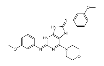 2-N,8-N-bis(3-methoxyphenyl)-6-morpholin-4-yl-7H-purine-2,8-diamine结构式