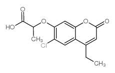 2 -[(6-氯- 4 -乙基- 2 -氧代至2H-环辛基甲基碳酸酯- 7 -基)氧]丙酸结构式