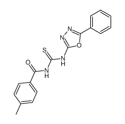 N-p-methylbenzoyl-N'-(5-phenyl-1,3,4-oxadiazol-2-yl)thiourea结构式