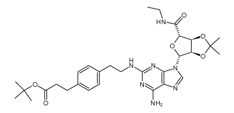 4-[2-[[6-Amino-9-[N-ethyl-2,3-O-(1-methylethylidene)--D-ribofuranuronamidosyl]-9H-purin-2-yl]amino]ethyl]benzenepropanoic Acid 1,1-Dimethylethyl Ester结构式
