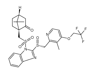 N-camphorsulfonyl-2-[(R)-[[3-methyl-4-(2,2,2-trifIuoroethoxy)-2-pyridinyl]methyl]sulphinyl]-1H-benzimidazole structure