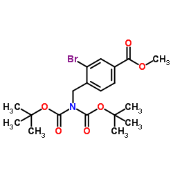 Methyl 4-[(bis{[(2-methyl-2-propanyl)oxy]carbonyl}amino)methyl]-3-bromobenzoate Structure
