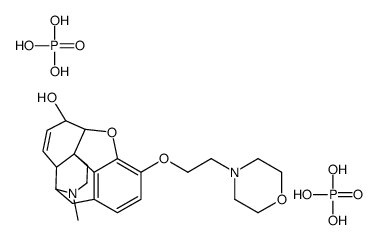 7,8-didehydro-6α-hydroxy-4,5α-epoxy-17-methyl-3-(2-morpholinoethoxy)morphinan bis(phosphate)结构式
