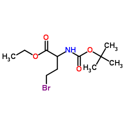 Ethyl 4-bromo-2-({[(2-methyl-2-propanyl)oxy]carbonyl}amino)butanoate Structure