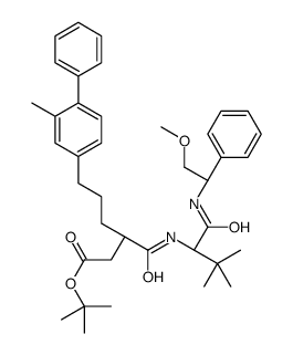 2-Methyl-2-propanyl (3R)-3-{[(2S)-1-{[(1S)-2-methoxy-1-phenylethy l]amino}-3,3-dimethyl-1-oxo-2-butanyl]carbamoyl}-6-(2-methyl-4-bi phenylyl)hexanoate结构式