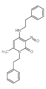 2(1H)-Pyridinone, 6-methyl-3-nitroso-1-(2-phenylethyl)-4-[(2-phenylethyl)amino]- (en)结构式