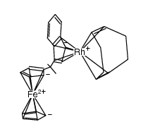 [(η5-cyclopentadienyl)Fe(η5-cyclopentadienyl)C(CH3)2(η5-indenyl)Rh(cyclooctadiene)]结构式