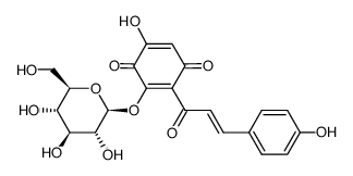 3-β(-)-D-glucopyranosyloxy-5-hydroxy-2-(4-hydroxy-trans(-)-cinnamoyl)-[1,4]benzoquinone Structure