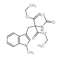 Propanedioic acid, 2-(acetylamino)-2-[(1-methyl-1H-indol-3-yl)methyl]-,1,3-diethyl ester结构式