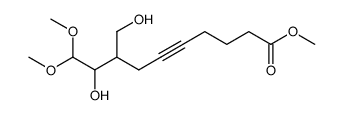 methyl 9-hydroxy-8-(hydroxymethyl)-10,10-dimethoxydec-5-ynoate结构式