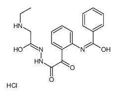 Benzeneacetic acid, 2-(benzoylamino)-alpha-oxo-, 2-((ethylamino)acetyl )hydrazide, HCl Structure