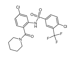 4-chloro-3-trifluoromethyl-N-[5-chloro-2-(piperidine-1-carbonyl)-phenyl]benzenesulfonamide结构式