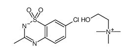 7-chloro-3-methyl-1λ6,2,4-benzothiadiazin-2-ide 1,1-dioxide,2-hydroxyethyl(trimethyl)azanium Structure