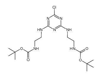 di-tert-butyl 2,2'-(6-chloro-1,3,5-triazine-2,4-diyl)bis(azanediyl)bis(ethane-2,1-diyl)dicarbamate结构式