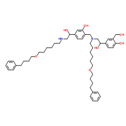 4-(1-Hydroxy-2-{[2-hydroxy-4-(1-hydroxy-2-{[6-(4-phenylbutoxy)hexyl]amino}ethyl)benzyl][6-(4-phenylbutoxy)hexyl]amino}ethyl)-2-(hydroxymethyl)phenol Structure