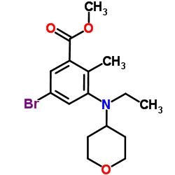5-溴-3-(乙基(四氢-2H-吡喃-4-基乙基)氨基)-2-甲基苯甲酸甲酯结构式