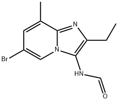 6-溴-2-乙基-8-甲基-(3-甲酰胺基)-吡啶并咪唑结构式
