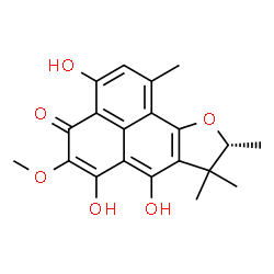 (R)-8,9-Dihydro-3,6,7-trihydroxy-5-methoxy-1,8,8,9-tetramethyl-4H-phenaleno[1,2-b]furan-4-one结构式