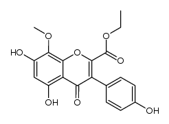 5,7-dihydroxy-3-(4-hydroxy-phenyl)-8-methoxy-4-oxo-4H-chromene-2-carboxylic acid ethyl ester结构式